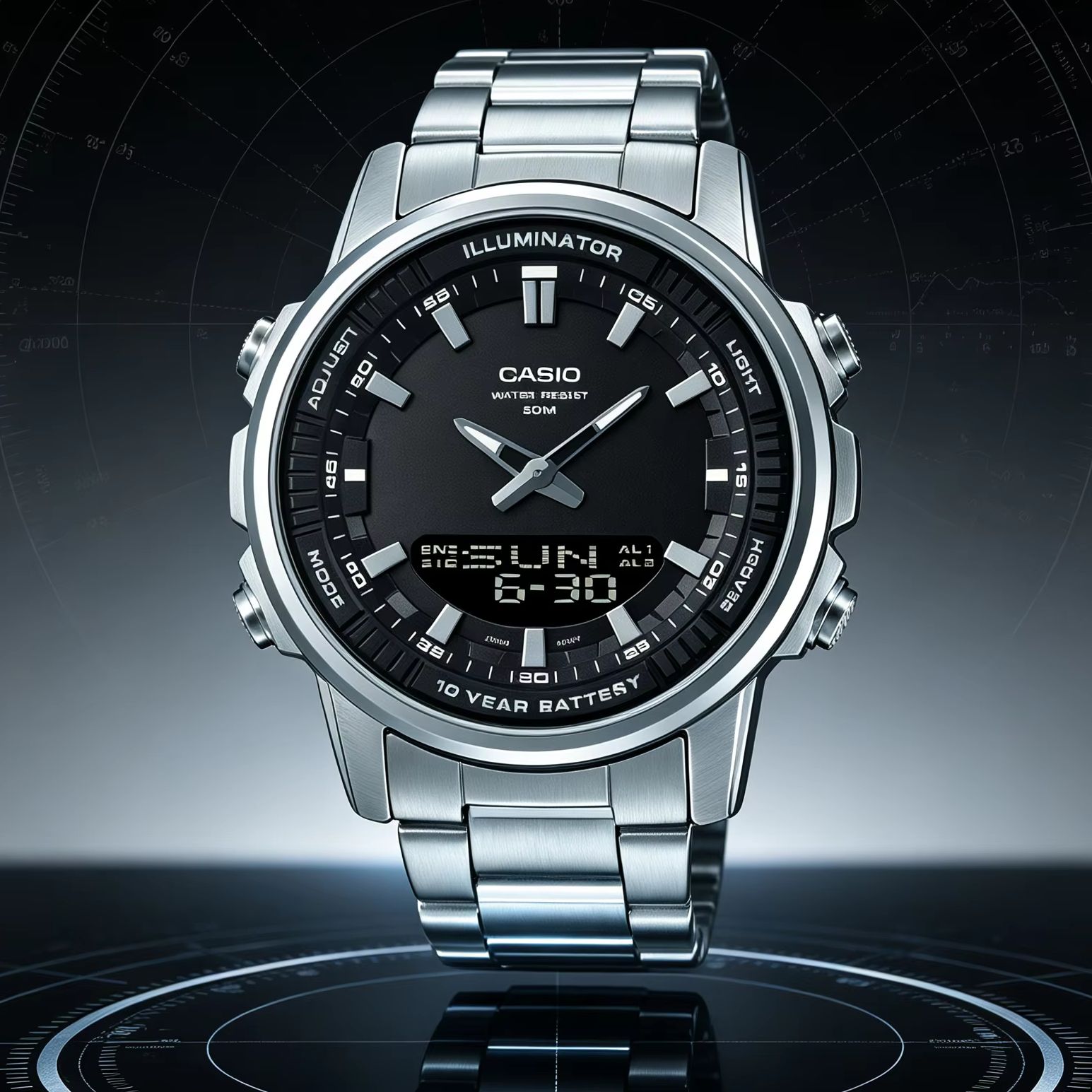 Casio Watches Smartwatch - Casio AMW-880D | Edelstahl-Herrenuhr | 50M