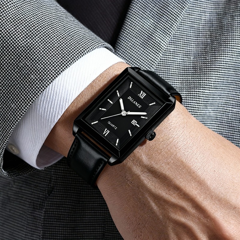 Smartwatch New Watches For Men - Lässige Leder-Herrenuhren Modische Quadratische Quarzuhren für