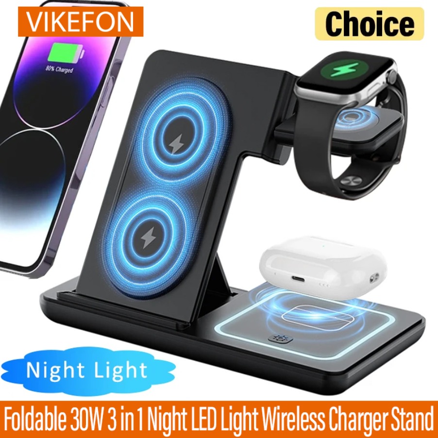 Watches Smartwatch Samsung - 3-in-1 faltbares Nacht-LED-Licht, kabelloser Ladeständer für