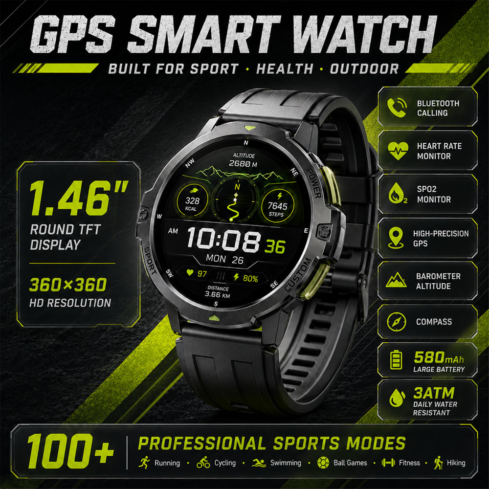 Smartwatch Timex Watches For Women - NEUE Militärische GPS-Smartwatch 3ATM Wasserdicht 580mAh